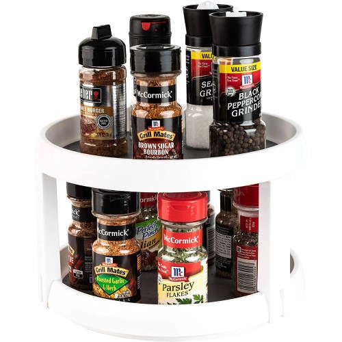 PHANCIR 2 Tier Non-Skid Lazy Susan Turntable Rotating Spice Rack Organizer for Cabinets, Pantry