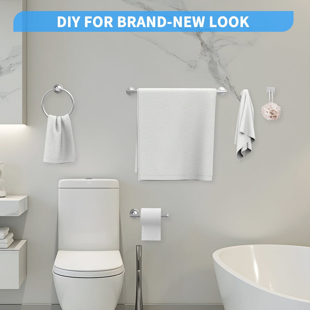 PHANCIR 7-Piece Stainless Steel Bathroom Hardware Set, Nickel-Silver