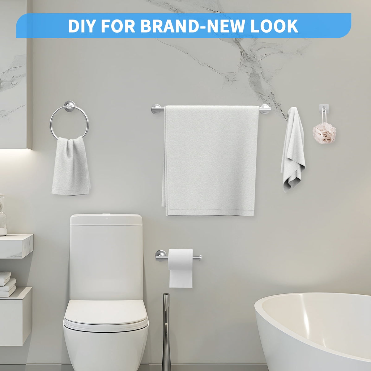 PHANCIR 7-Piece Stainless Steel Bathroom Hardware Set, Nickel-Silver