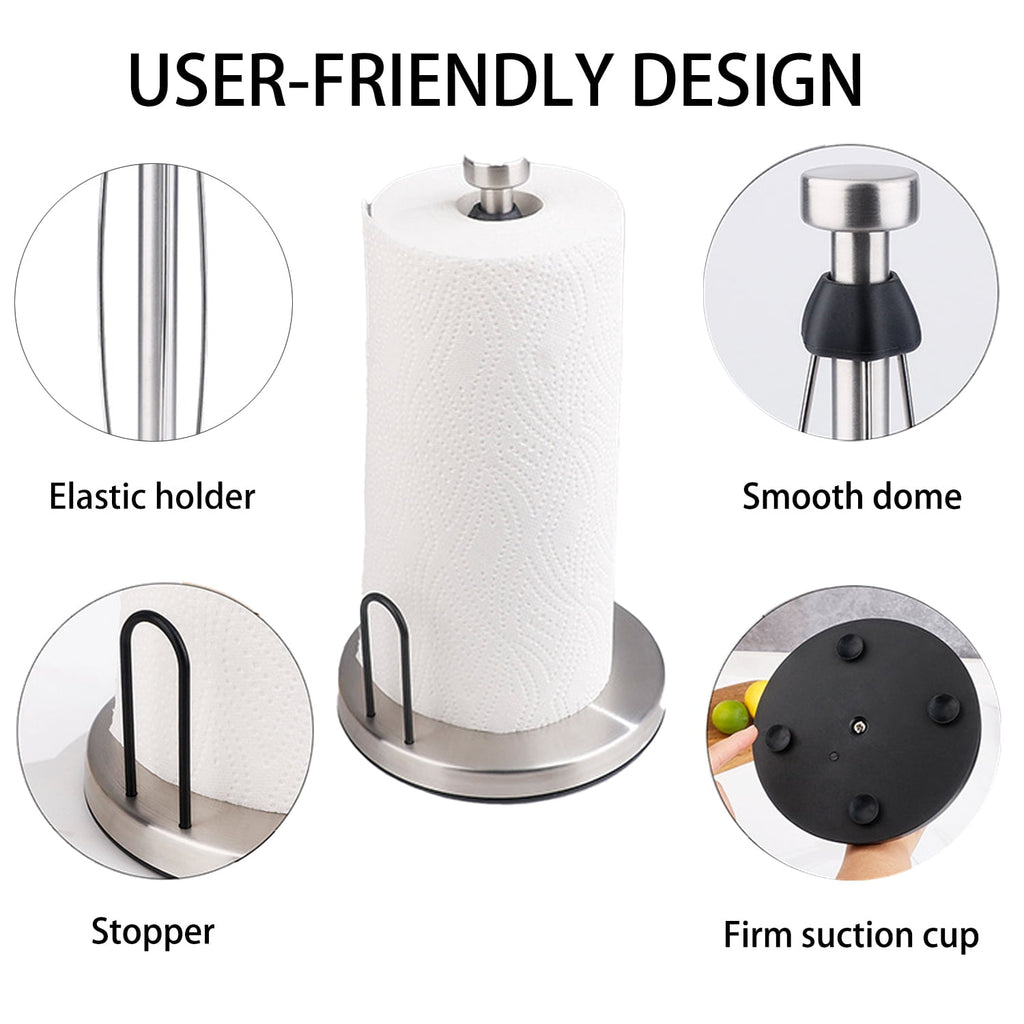 PHANCIR Metal Paper Towel Holder with Non-Slip Base, Silver