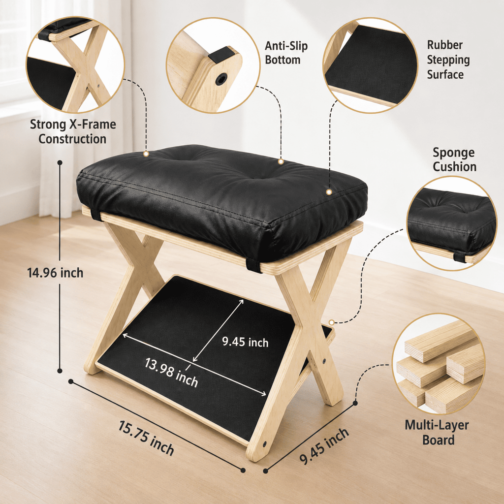 PHANCIR 2-Tier Wooden Under Desk Footrest