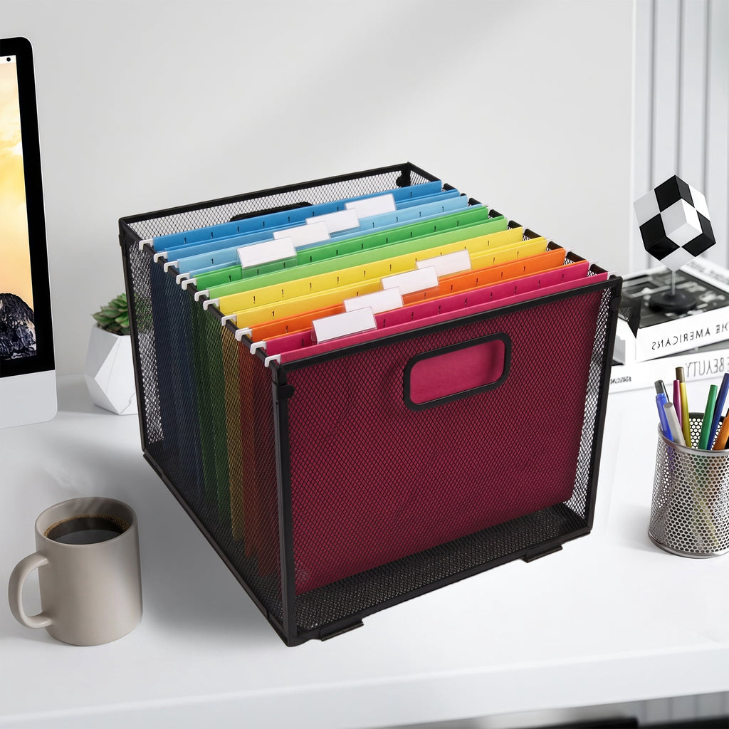PHANCIR Foldable Mesh Metal Hanging File Organizer, Medium