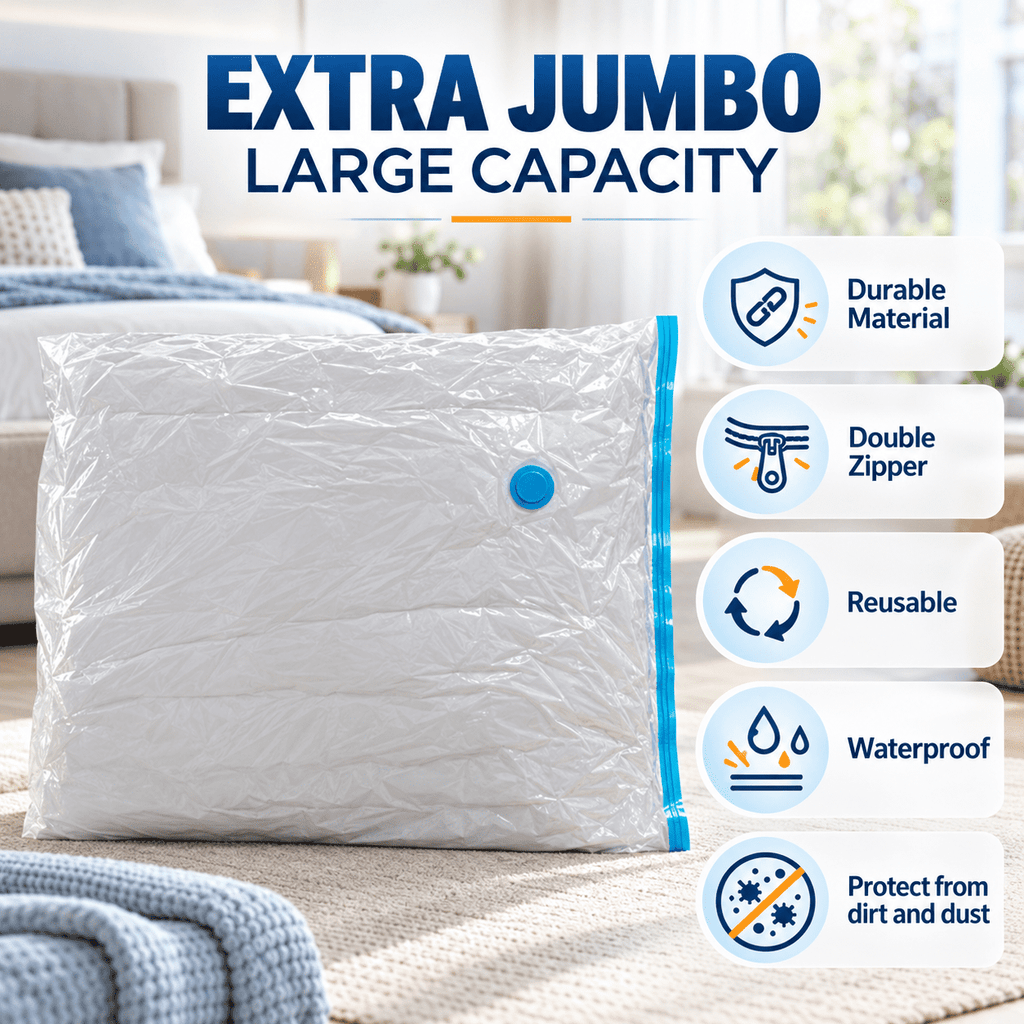 PHANCIR 12-Pack Jumbo Vacuum Storage Bags with Hand Pump