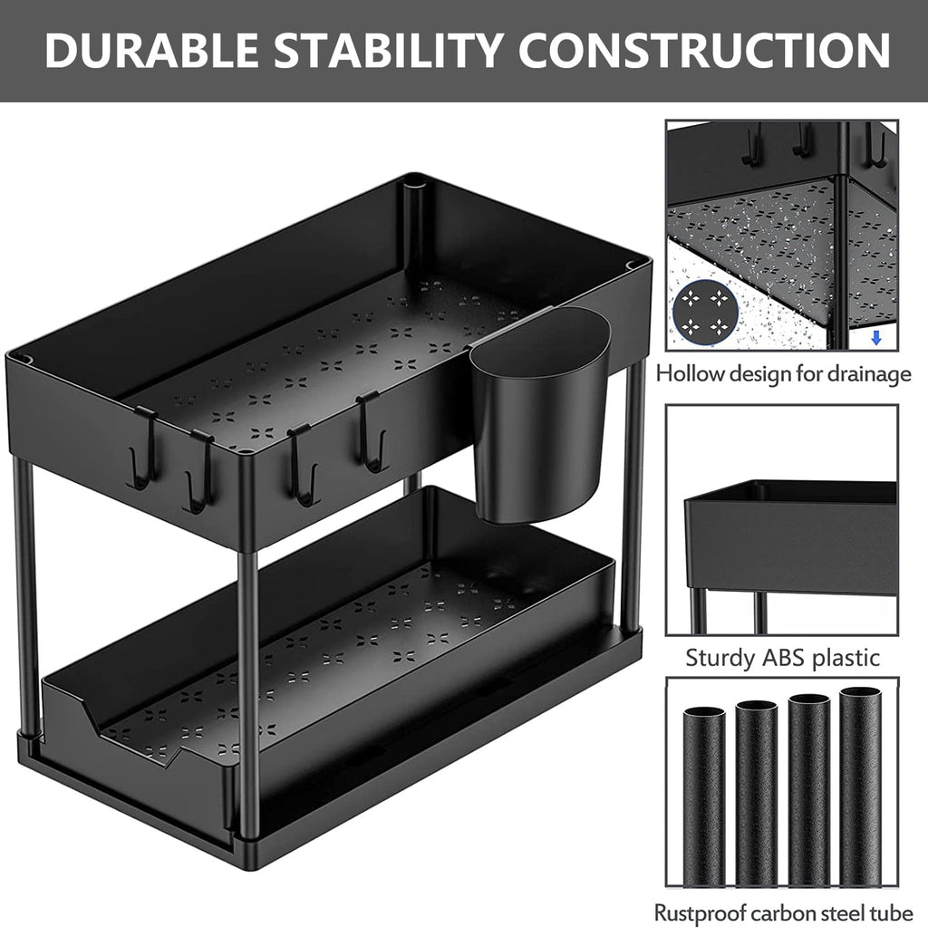 PHANCIR 2-Pack 2-Tier Sliding Under Sink Organizer
