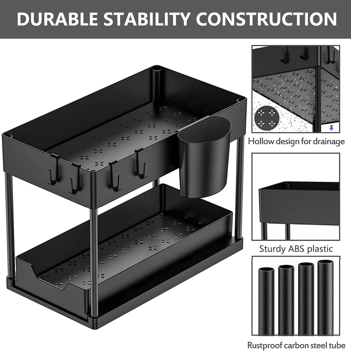 PHANCIR 2-Pack 2-Tier Sliding Under Sink Organizer