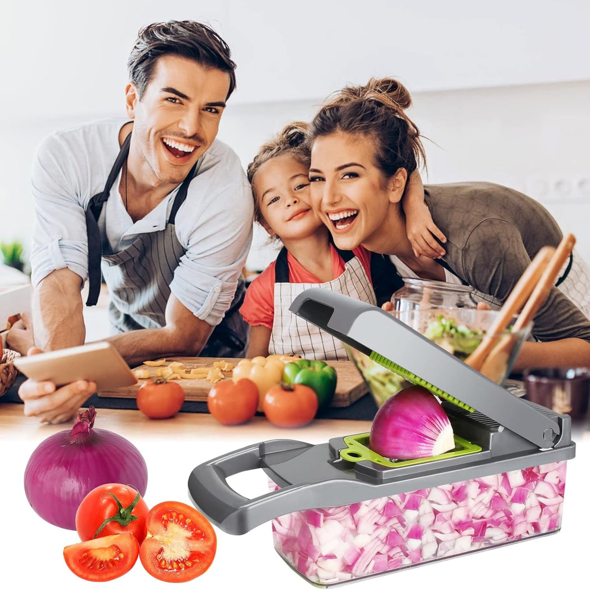 PHANCIR 17-in-1 Vegetable Chopper with Container