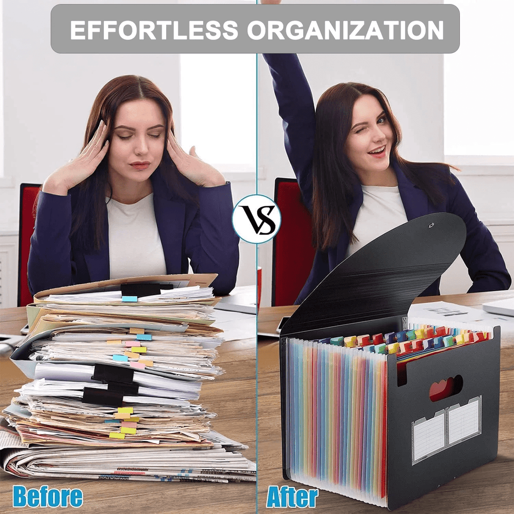 PHANCIR 24-Pocket Accordion File Organizer with Labels, Freestanding