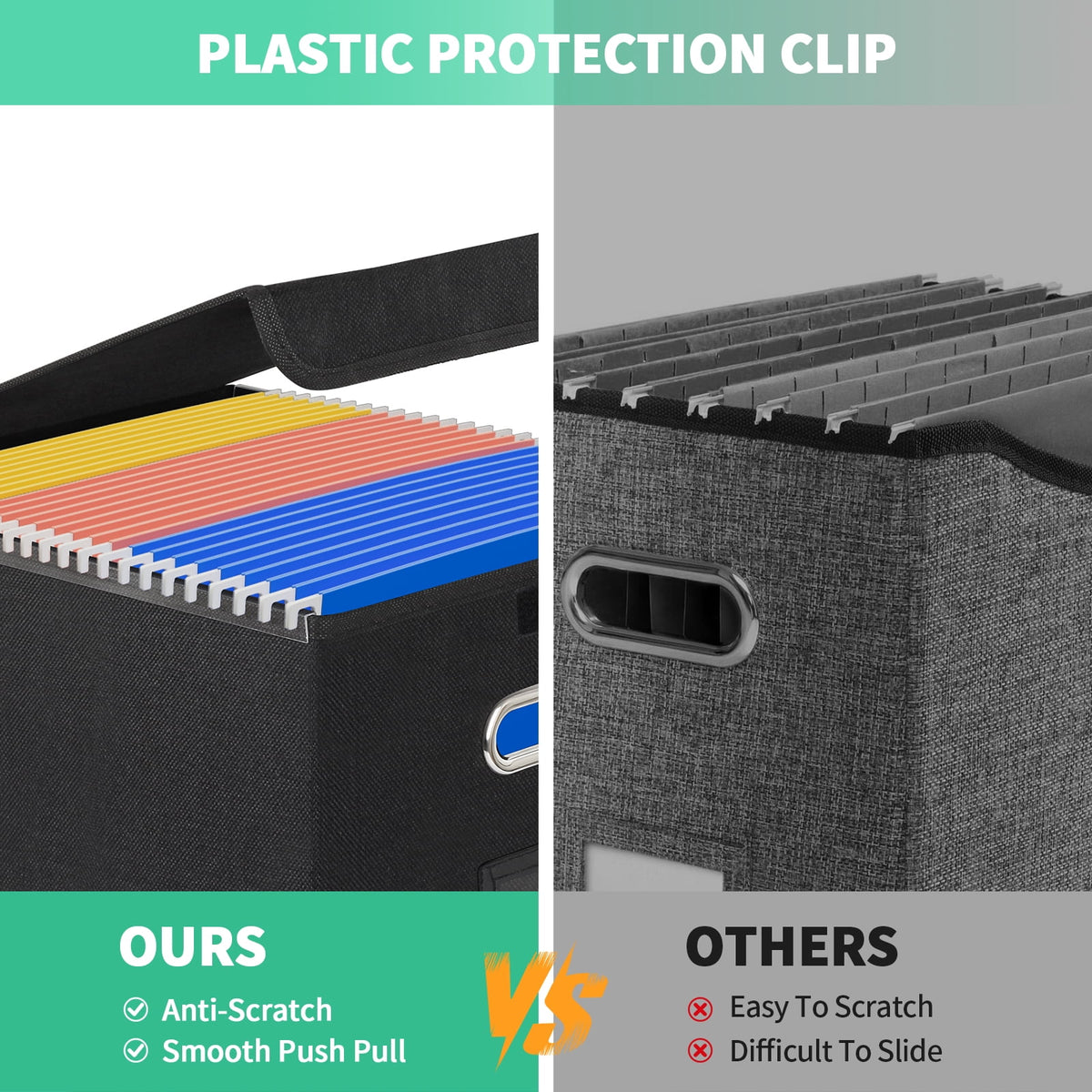 PHANCIR 2-Pack Collapsible File Storage Boxes with Lids