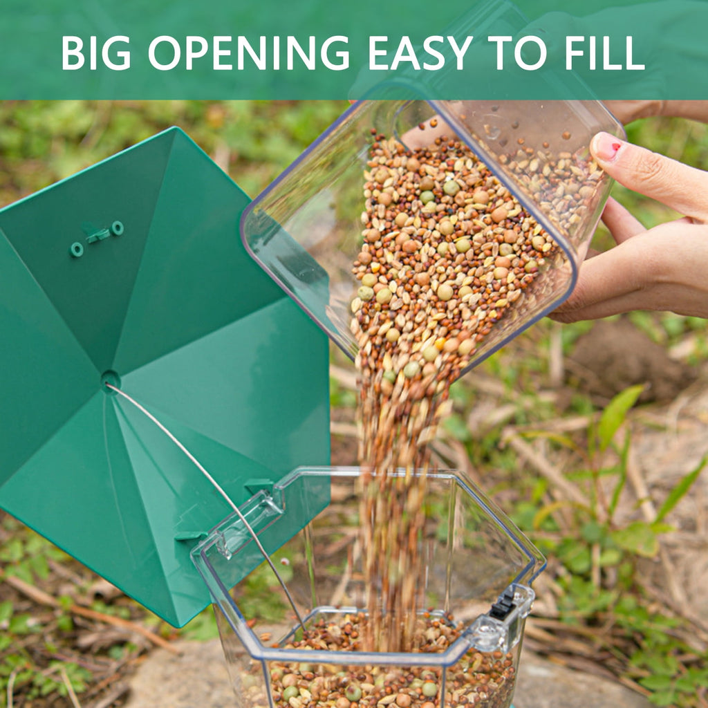 PHANCIR Heavy Duty Hanging Bird Feeder with Latch, 7.8" Tall, Green