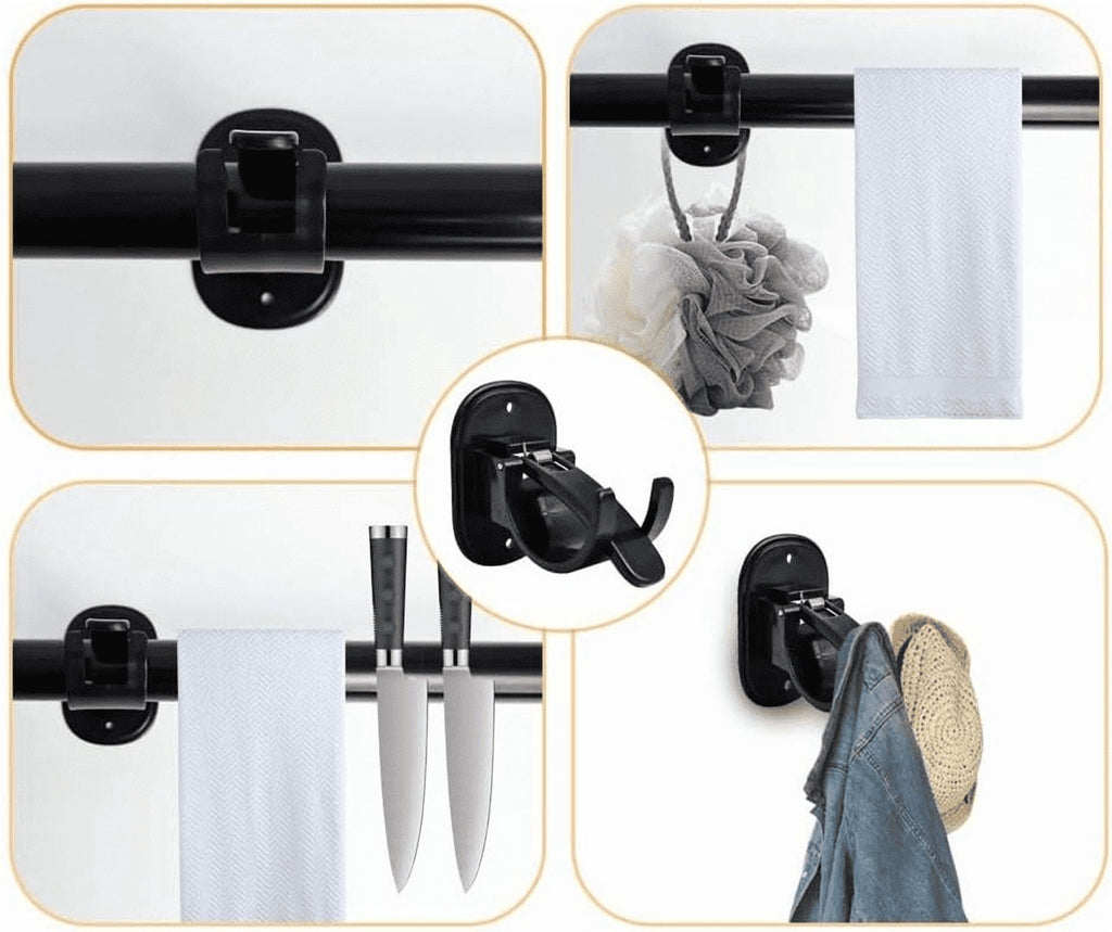 PHANCIR 6-Pack No-Drill Curtain Rod Brackets, Black