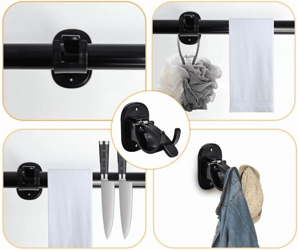 PHANCIR 6-Pack No-Drill Curtain Rod Brackets, Black
