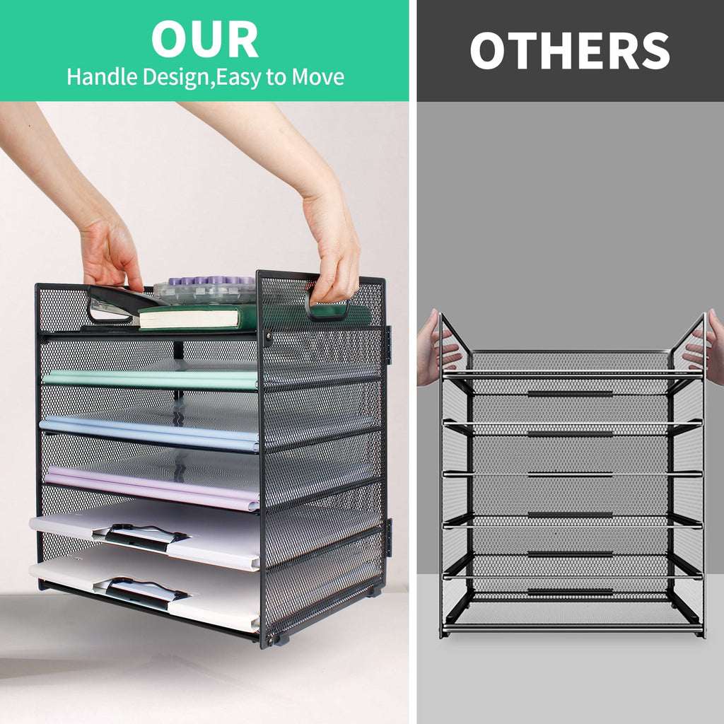 PHANCIR 6-Tier Mesh Desk Organizer & Paper Tray with Handle