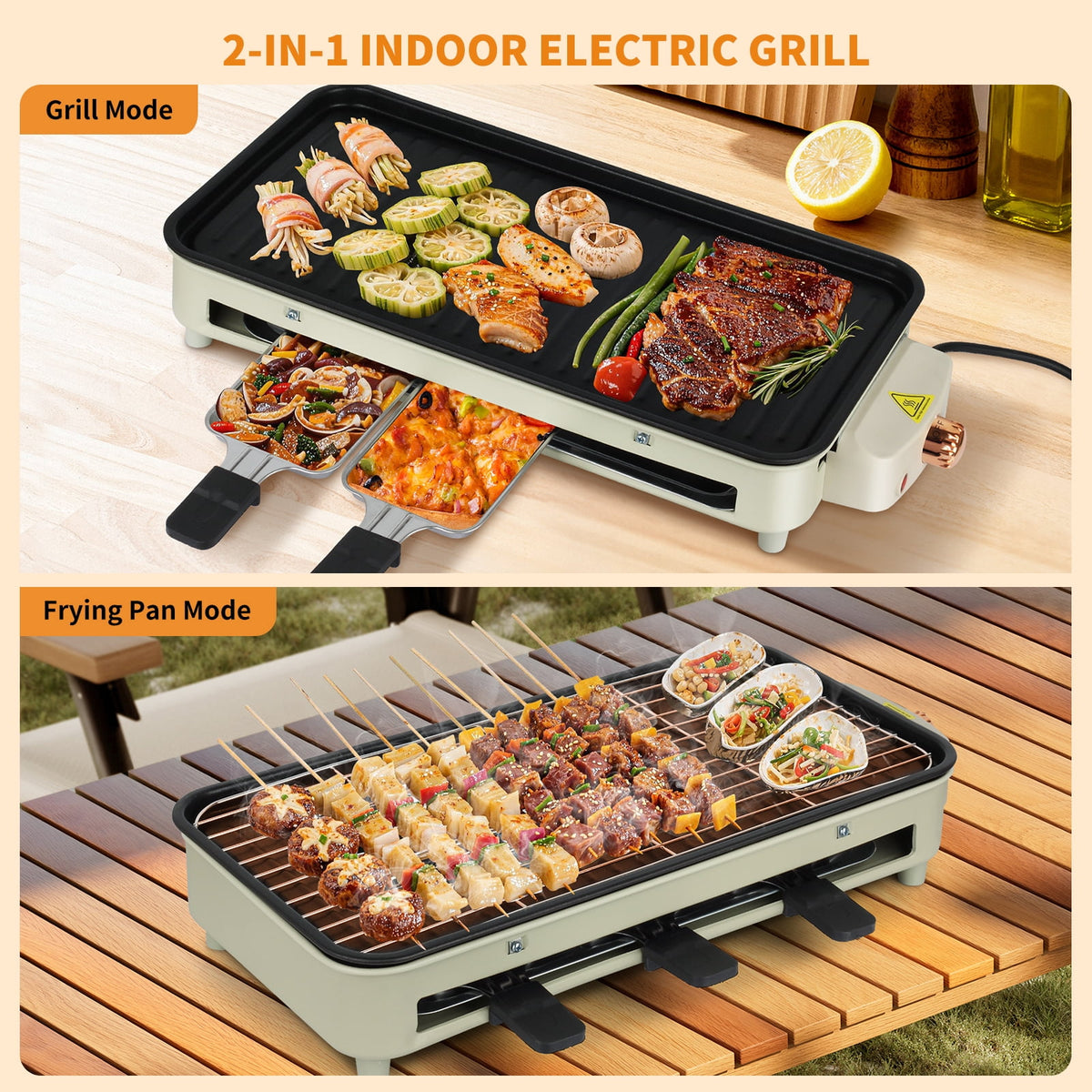 1500W Electric Indoor Grill and Griddle with Temperature Control
