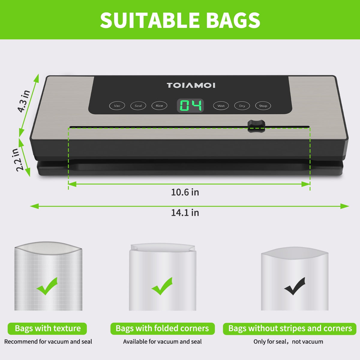 Wet and Dry Vacuum Sealer with Built-In Cutter and 10 Bags