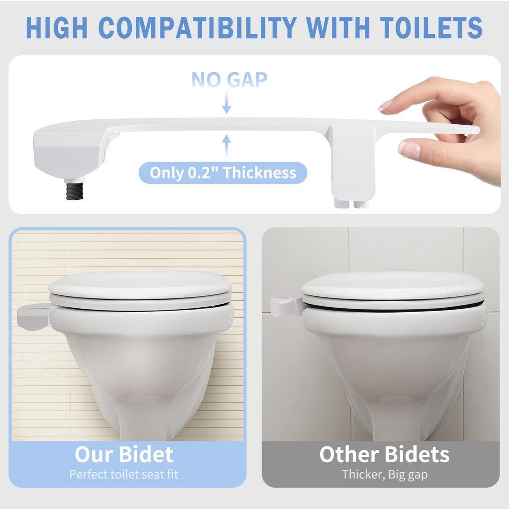 PHANCIR Slim Dual-Nozzle Bidet Attachment, White