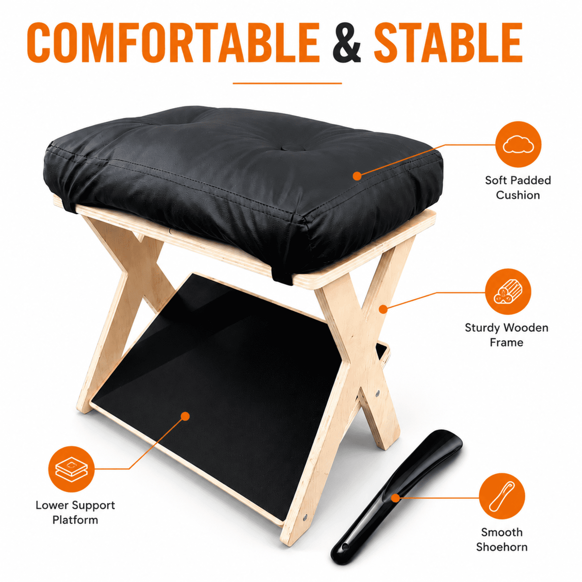 PHANCIR 2-Tier Wooden Under Desk Footrest