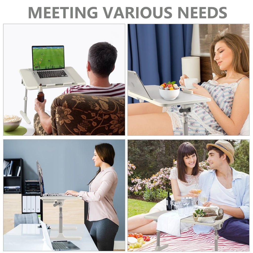 PHANCIR Adjustable Folding Lap Desk with USB Fan and LED Light, Gray