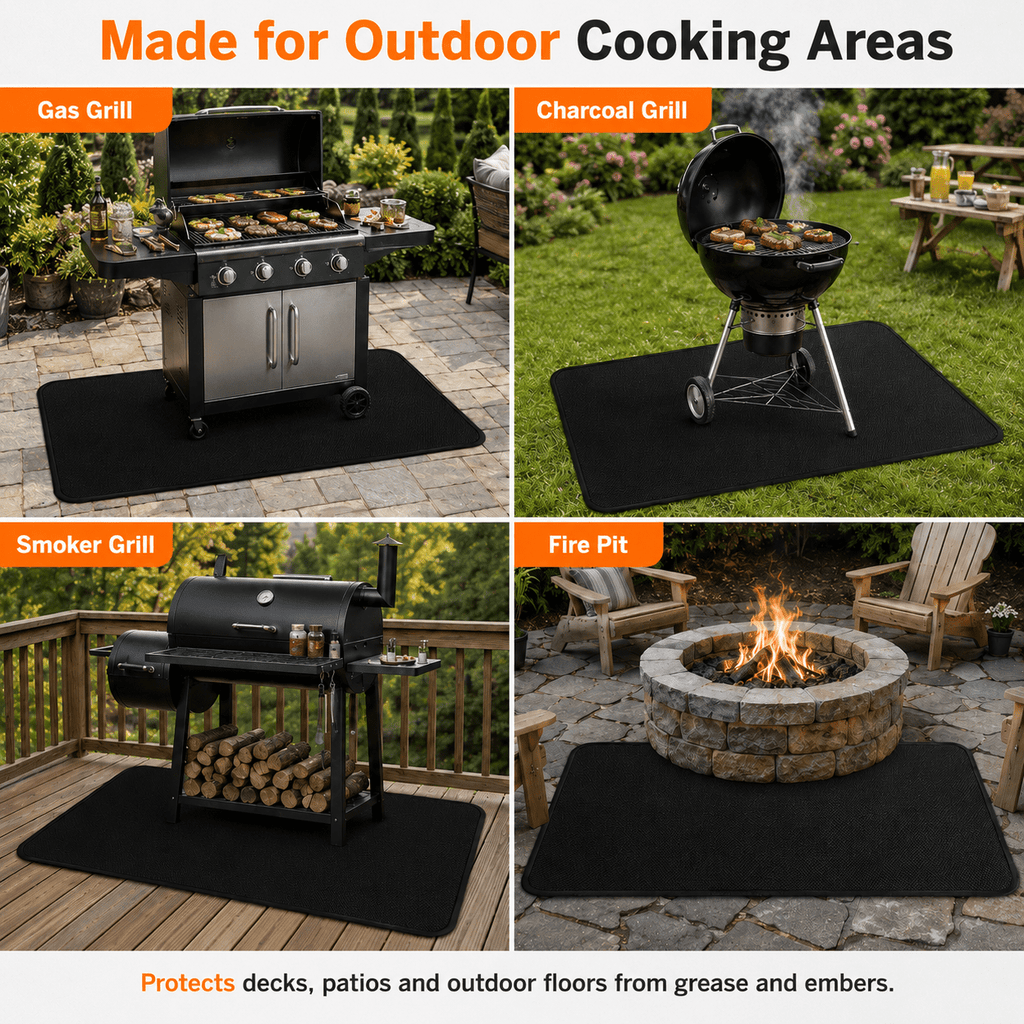 60 x 36 Inch Under Grill Mat with Weighted Corners and Storage Bag