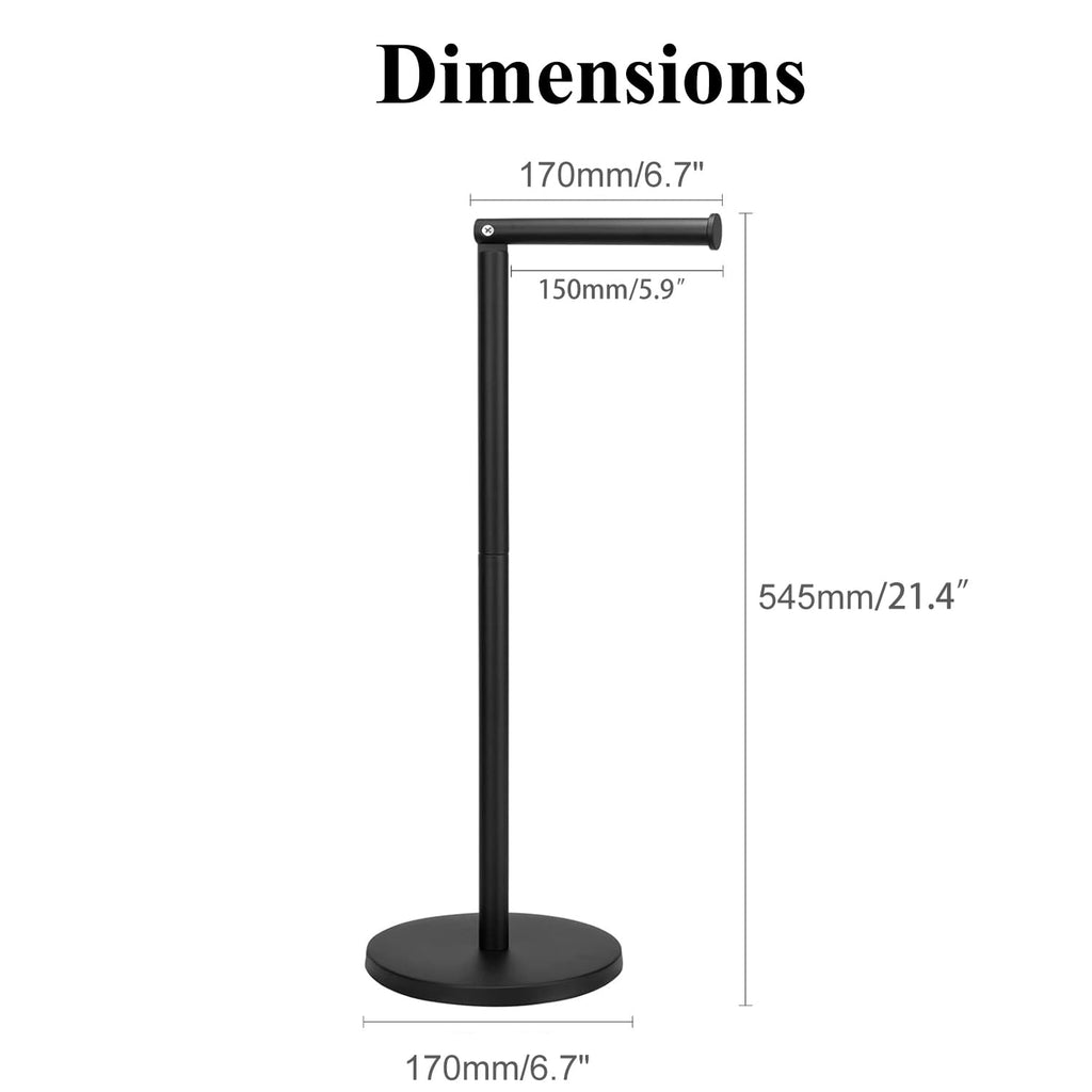 PHANCIR Freestanding Toilet Paper Holder with Storage Shelf, Black