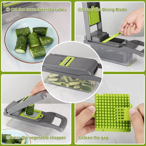 PHANCIR 17-in-1 Vegetable Chopper with Container
