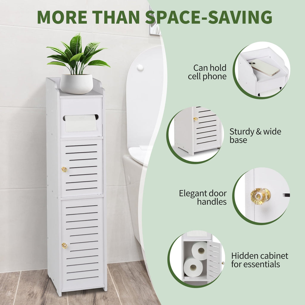 PHANCIR Toilet Paper Holder & Storage Cabinet for Mega Rolls, White