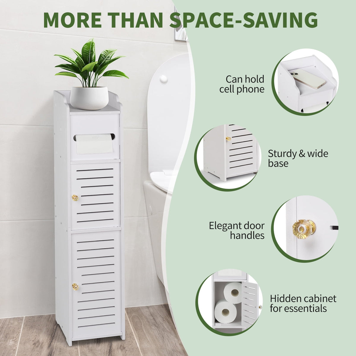 PHANCIR Toilet Paper Holder & Storage Cabinet for Mega Rolls, White