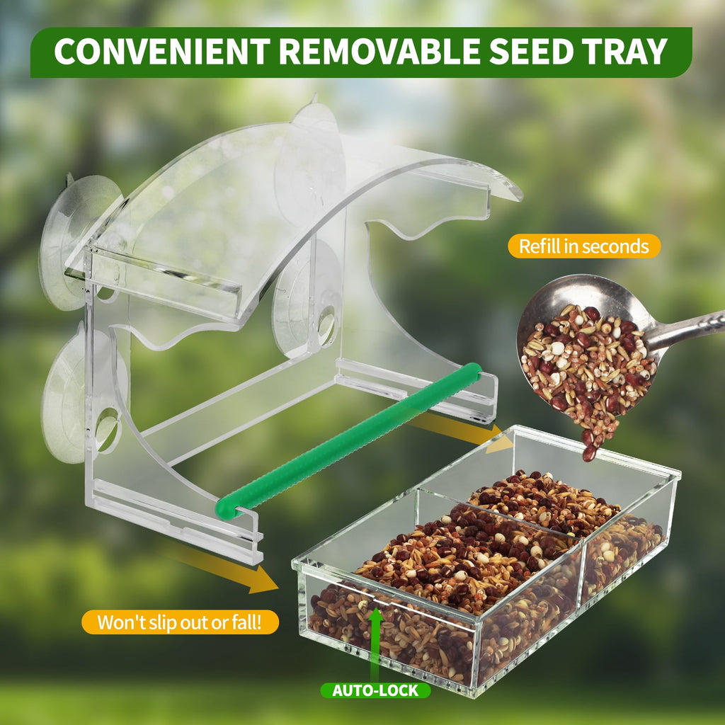 PHANCIR Clear Window Bird Feeder with Suction Cups