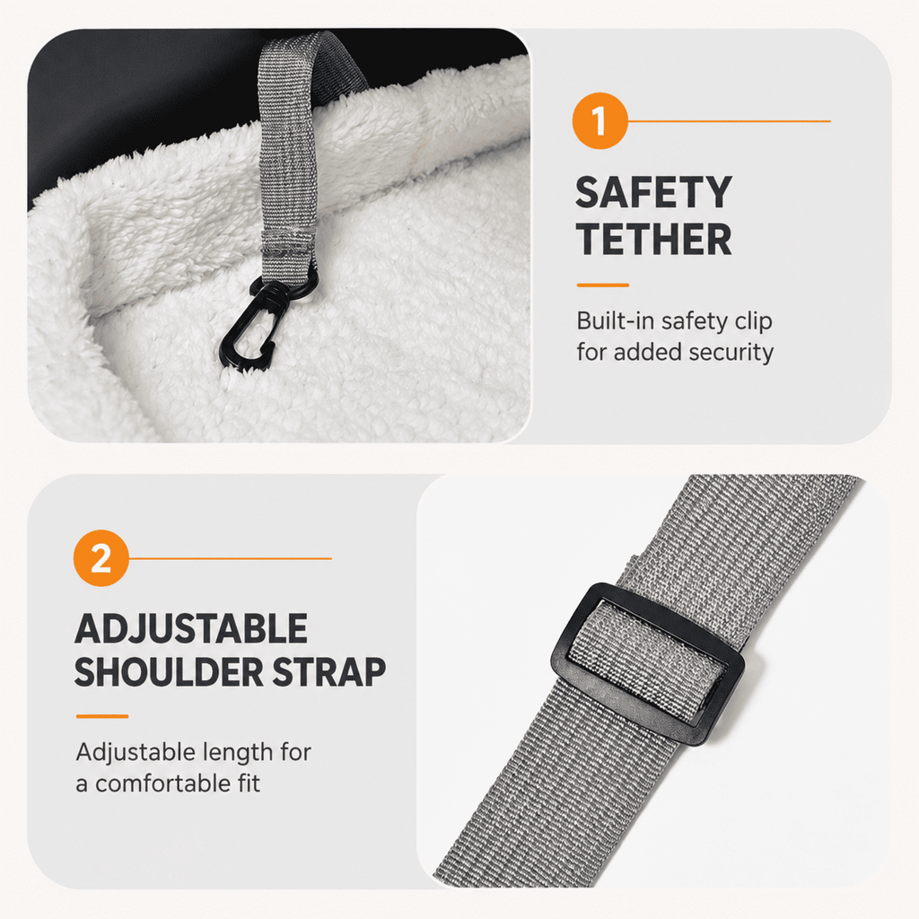 PHANCIR 17.32-Inch Foldable Soft-Sided Cat Carrier with Plush Mat, Gray