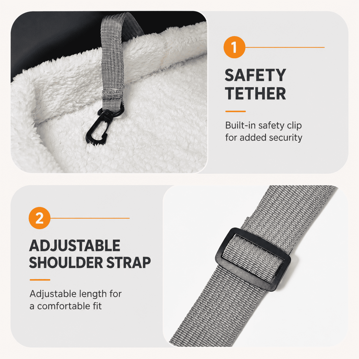 PHANCIR 17.32-Inch Foldable Soft-Sided Cat Carrier with Plush Mat, Gray
