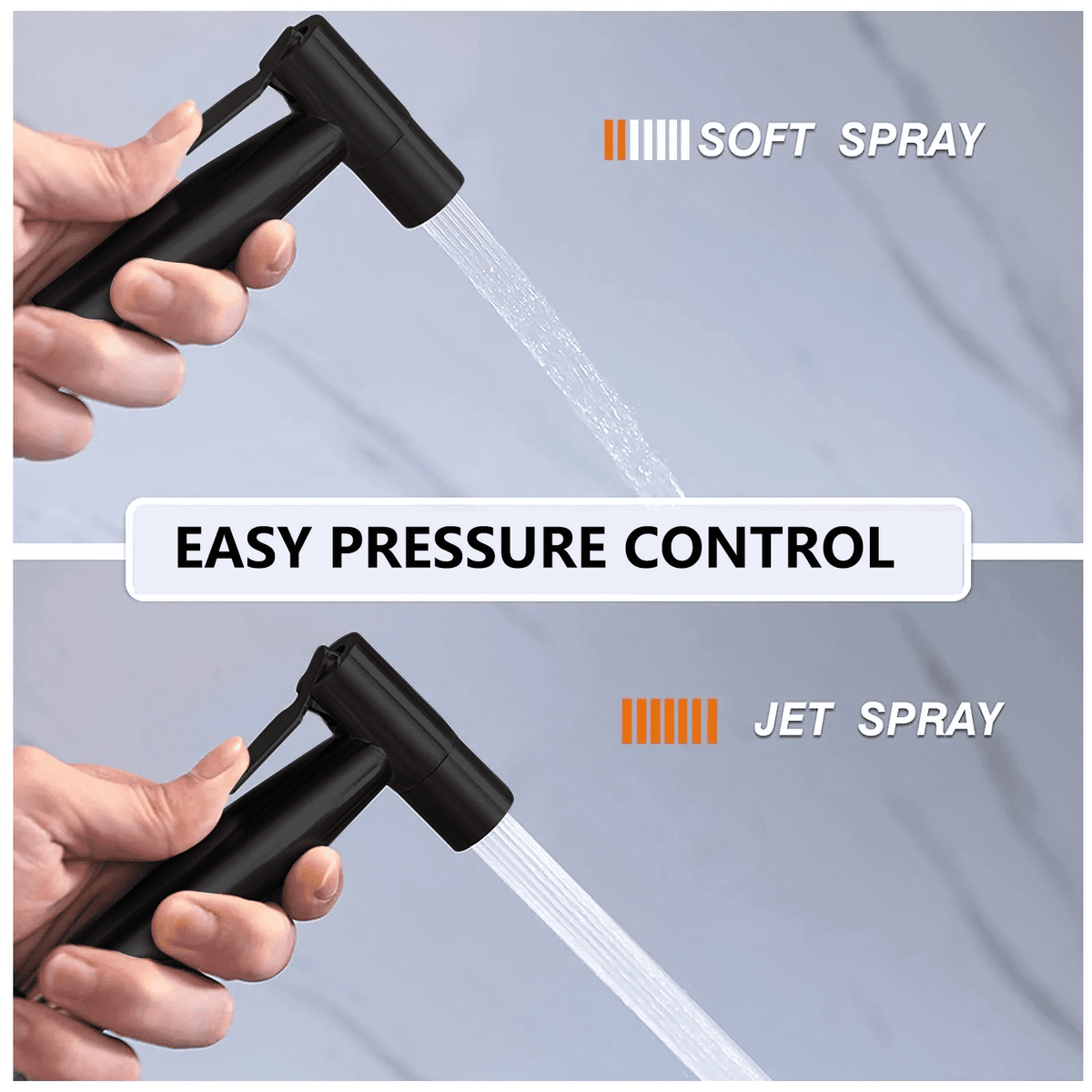 PHANCIR 2-Pack Stainless Steel Handheld Bidet Sprayer, Black