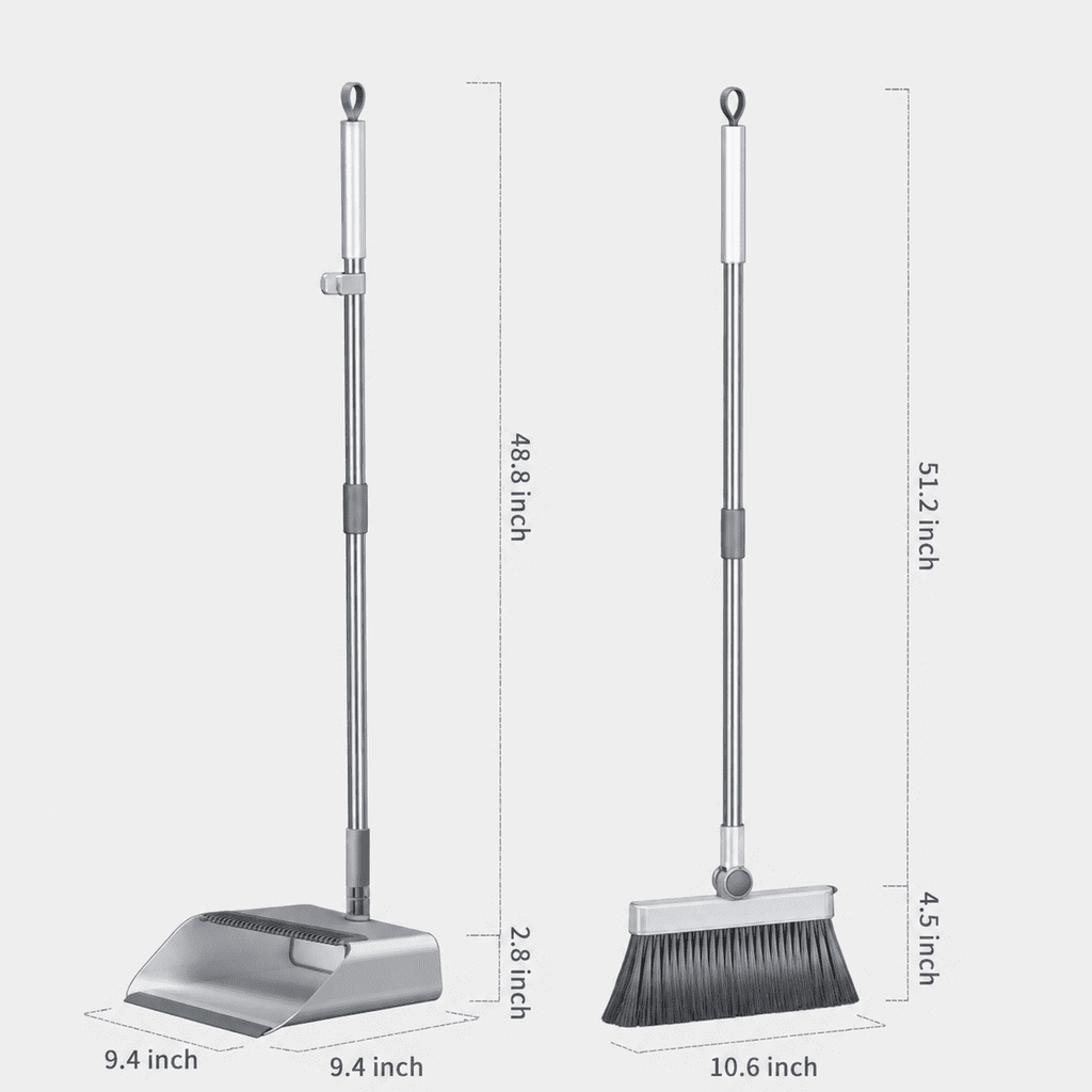 PHANCIR Broom and Dustpan Set with Long Handle