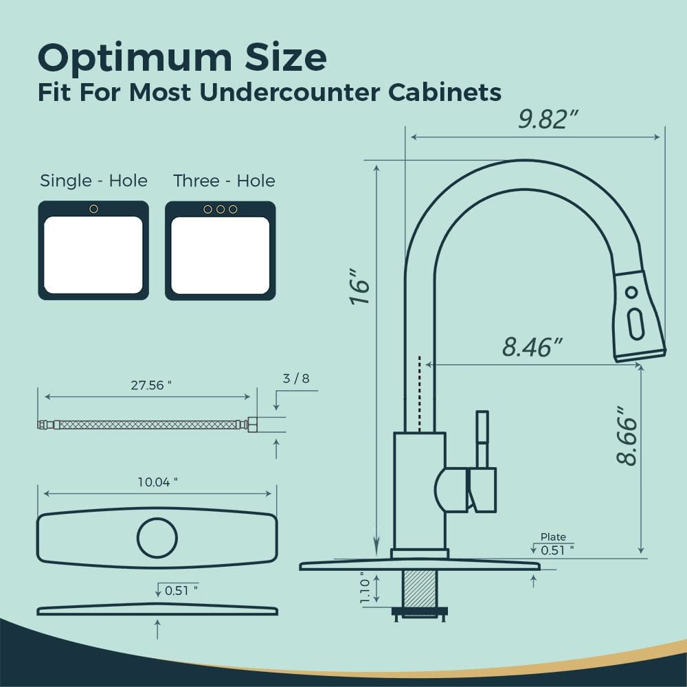 PHANCIR Kitchen Faucet with Pull Down Sprayer, High Arc Single Handle