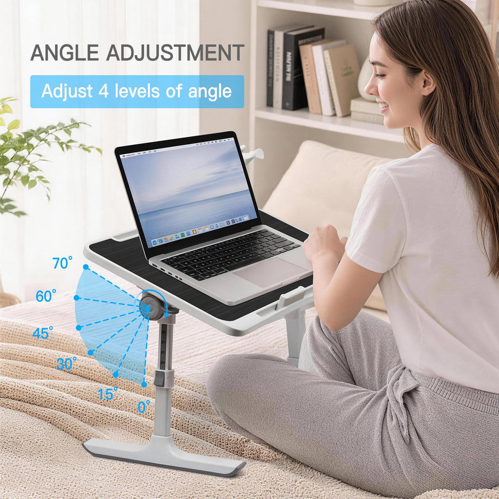 PHANCIR Adjustable Lap Desk with Fan, LED Light and Book Stand, Black