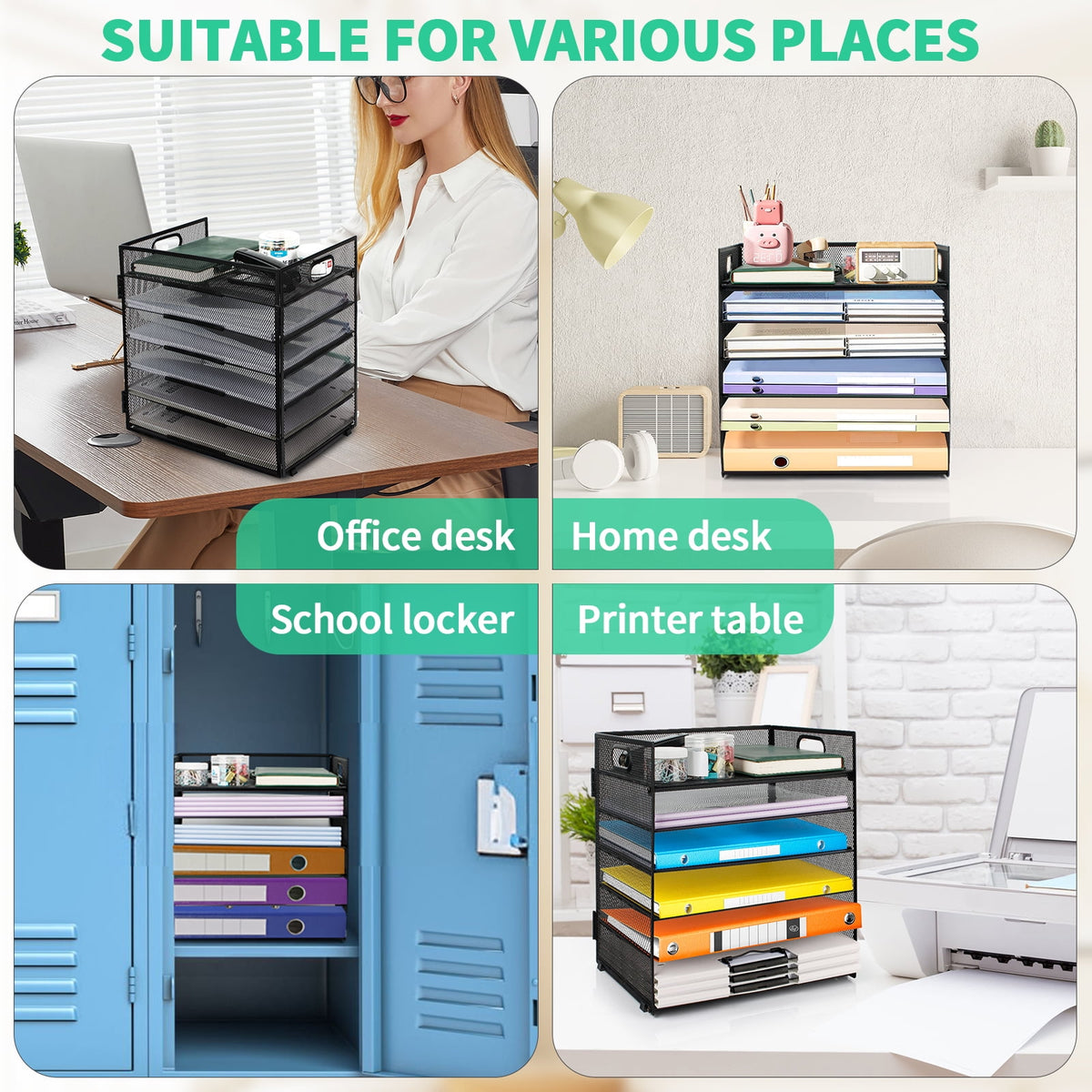 PHANCIR 6-Tier Mesh Desk Organizer & Paper Tray with Handle