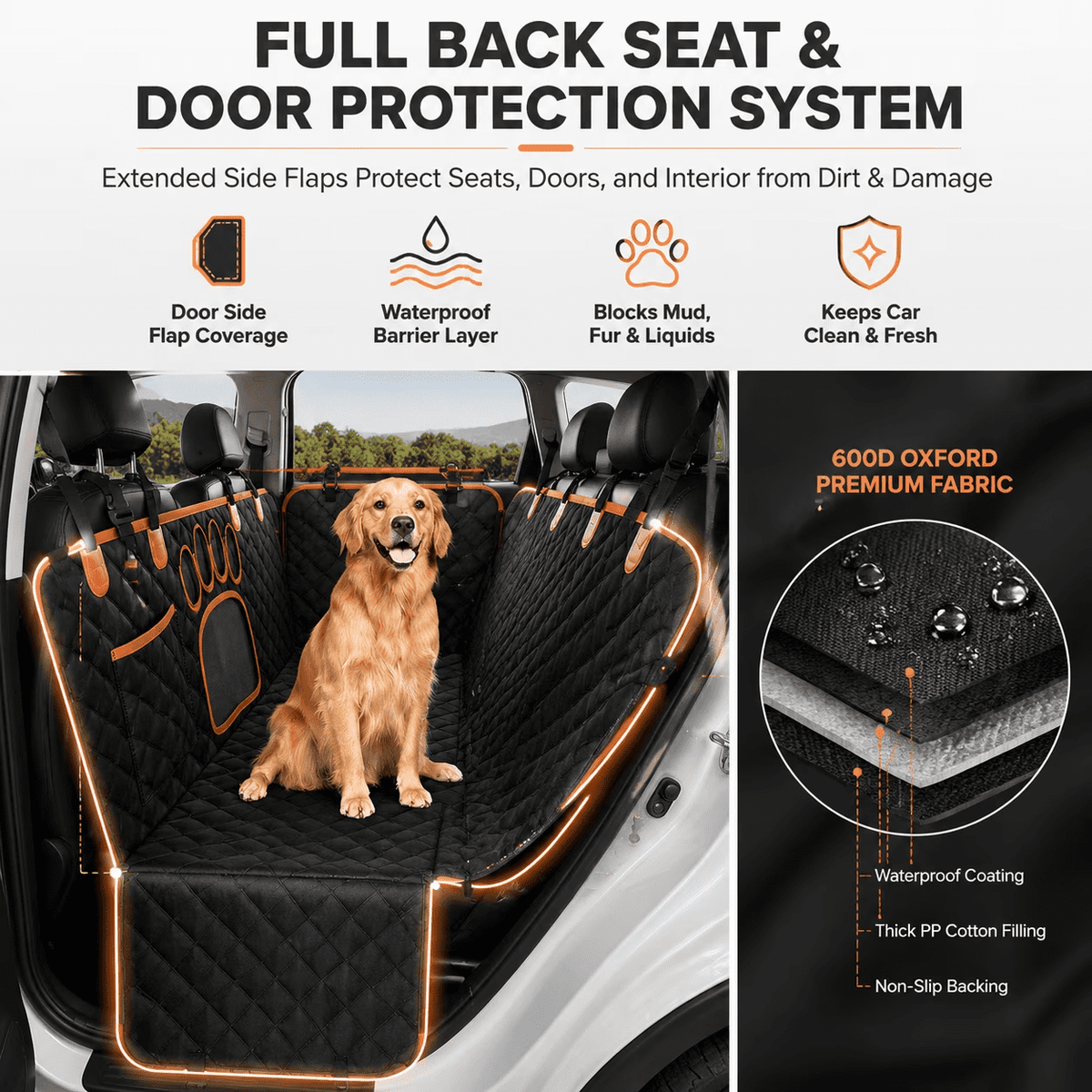 PHANCIR Waterproof Dog Car Seat Cover