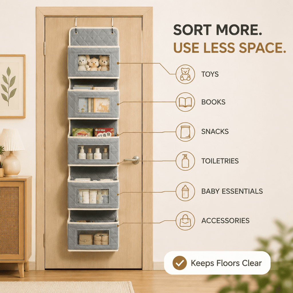 PHANCIR 6-Tier Over-the-Door Organizer, Gray