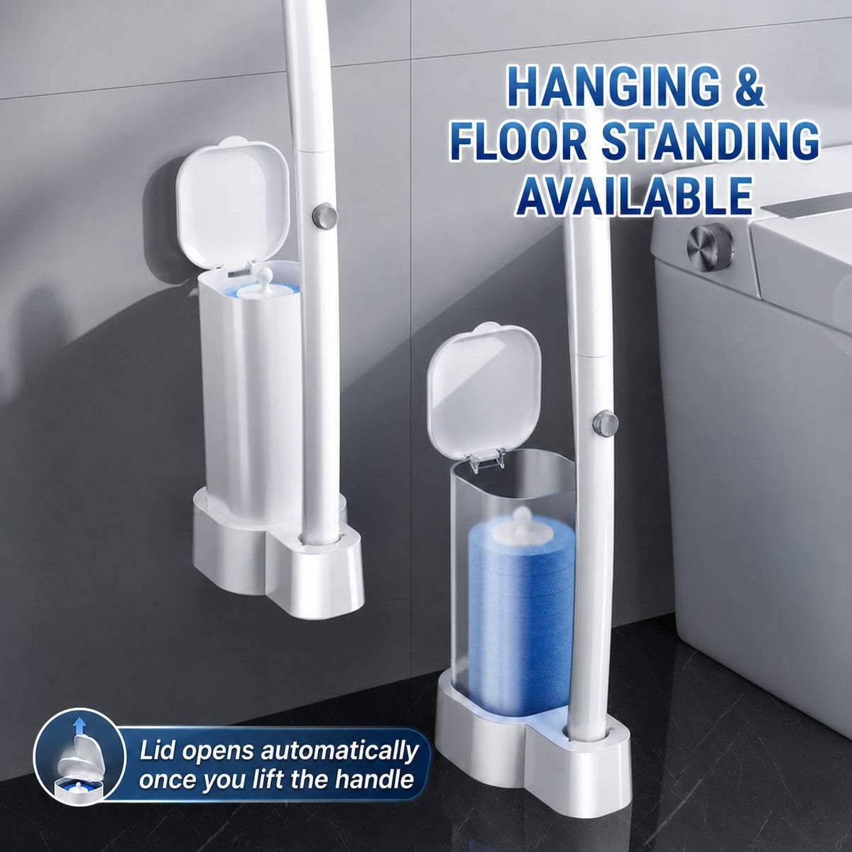 64-Pack Disposable Toilet Brush Refills with Preloaded Cleaner