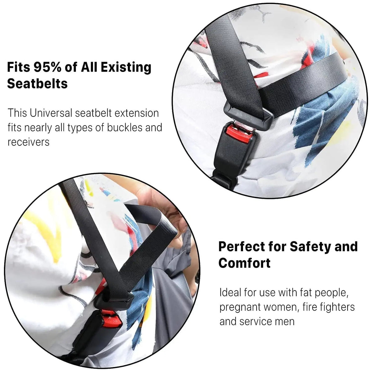 PHANCIR 2-Pack 10.2" Car Seat Belt Extenders, 7/8" Tongue