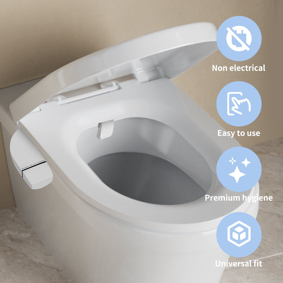 PHANCIR Slim Dual-Nozzle Bidet Attachment, White