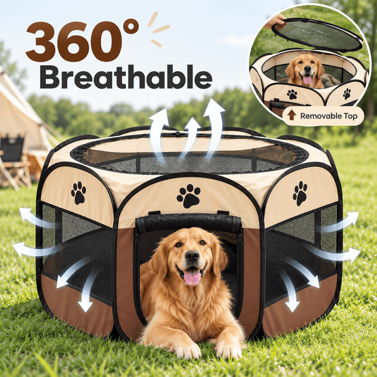 PHANCIR Foldable Octagon Pet Playpen