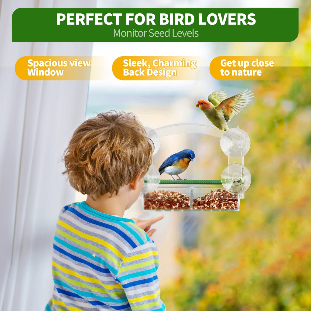 PHANCIR Clear Window Bird Feeder with Suction Cups