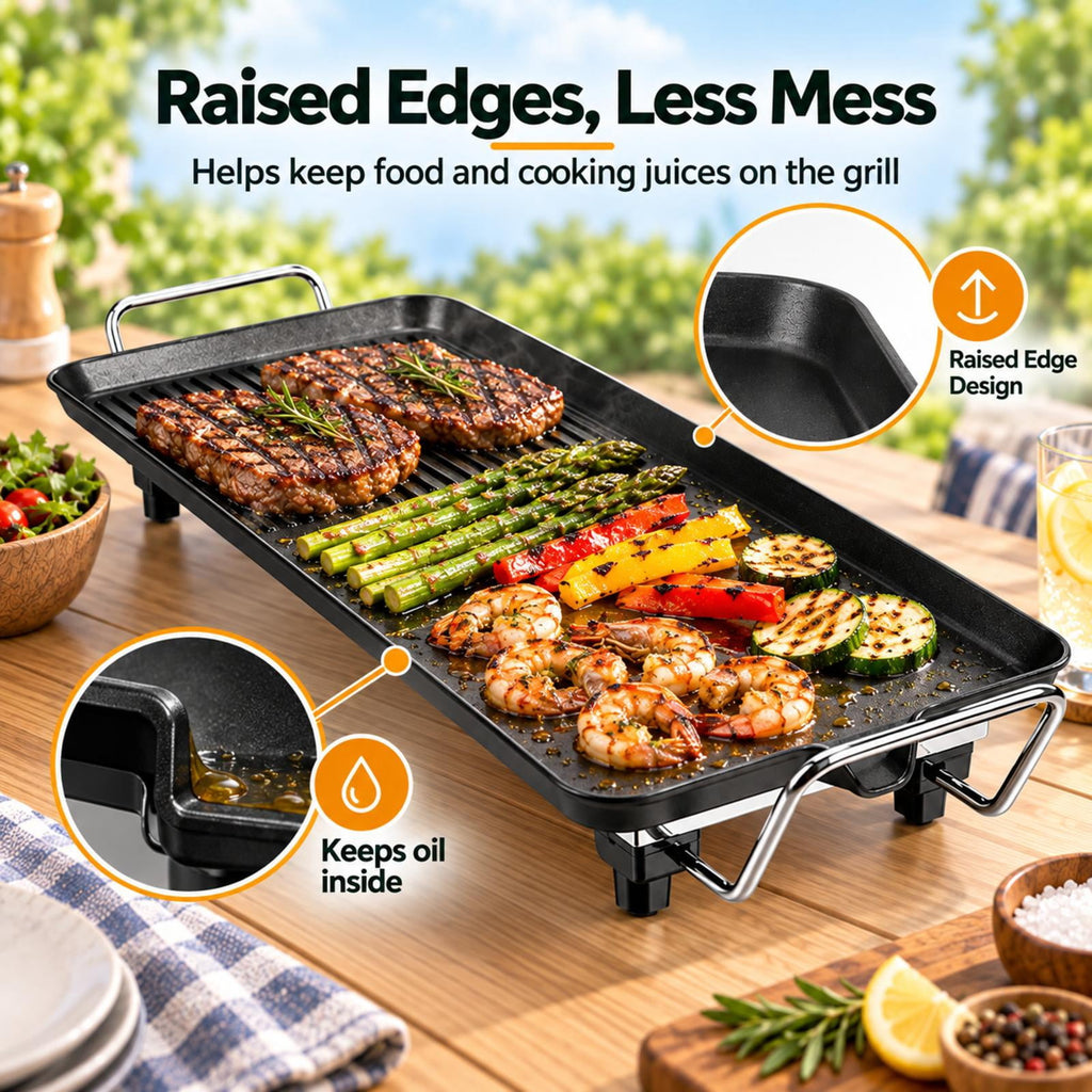 2-in-1 Tabletop Grill and Griddle with Handles
