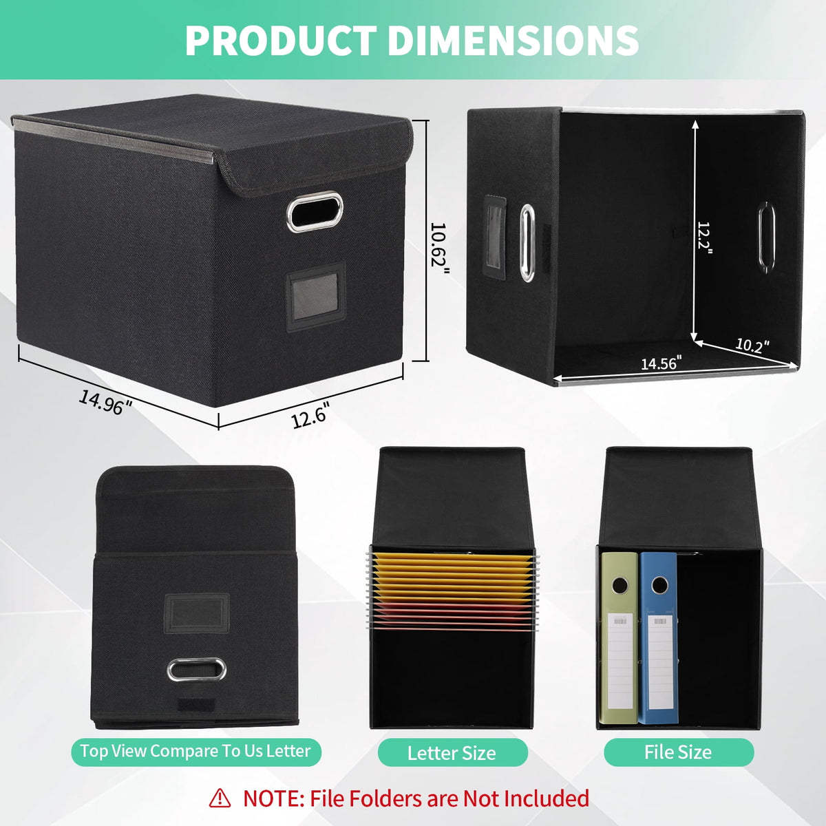PHANCIR 2-Pack Collapsible File Storage Boxes with Lids