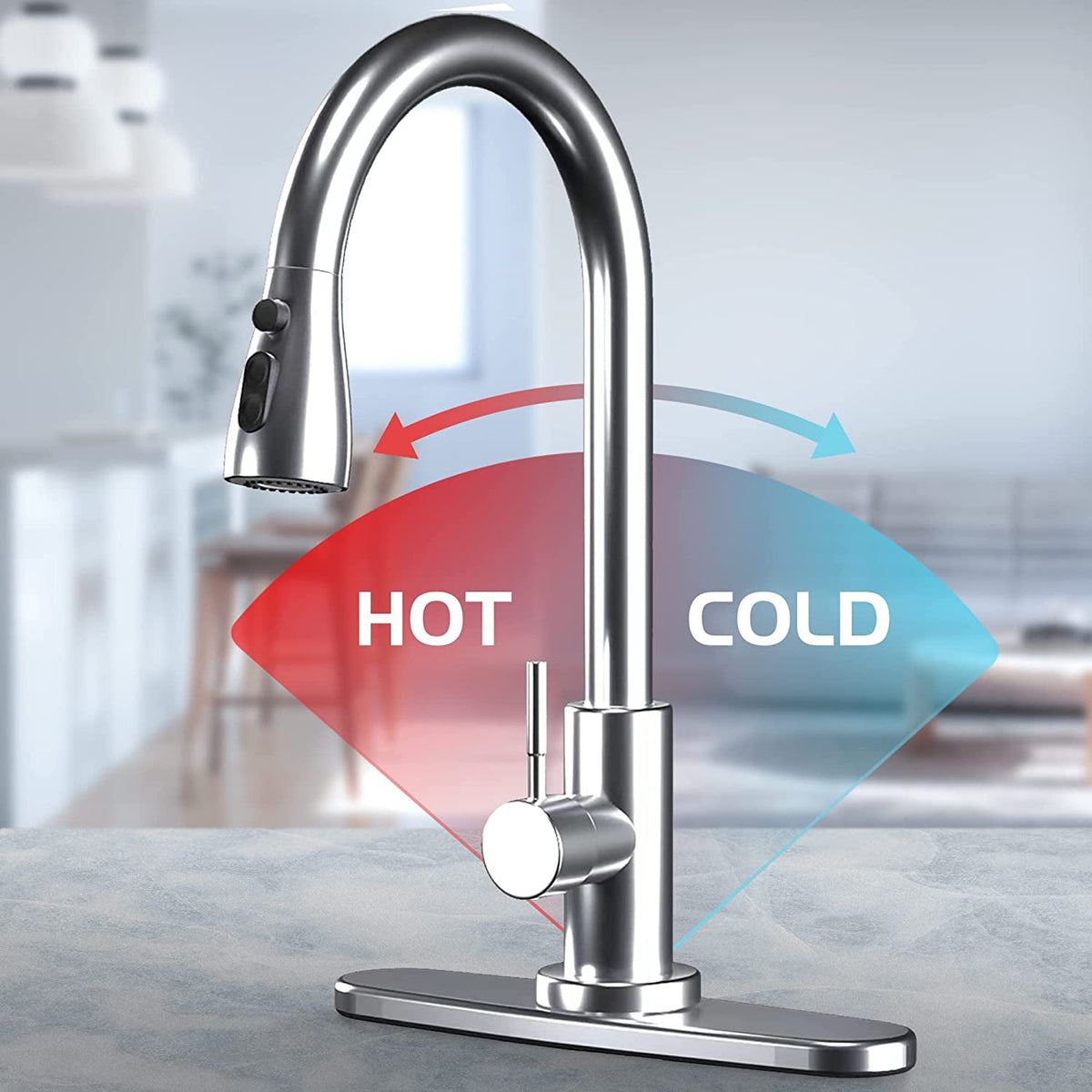 PHANCIR Kitchen Faucet with Pull Down Sprayer, High Arc Single Handle