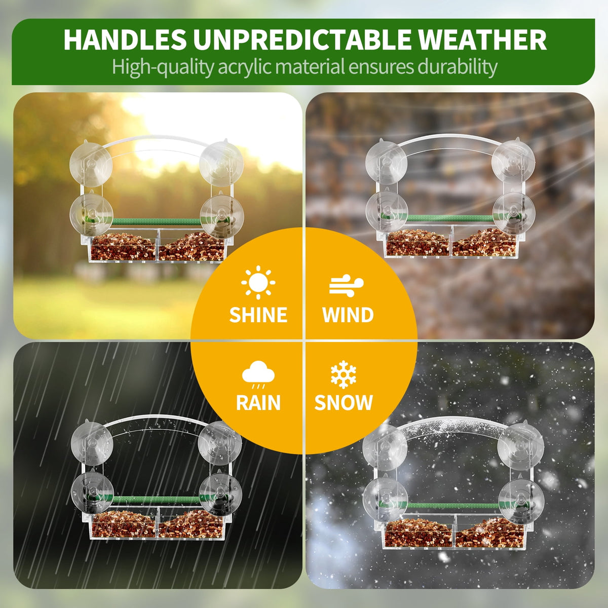 PHANCIR Clear Window Bird Feeder with Suction Cups