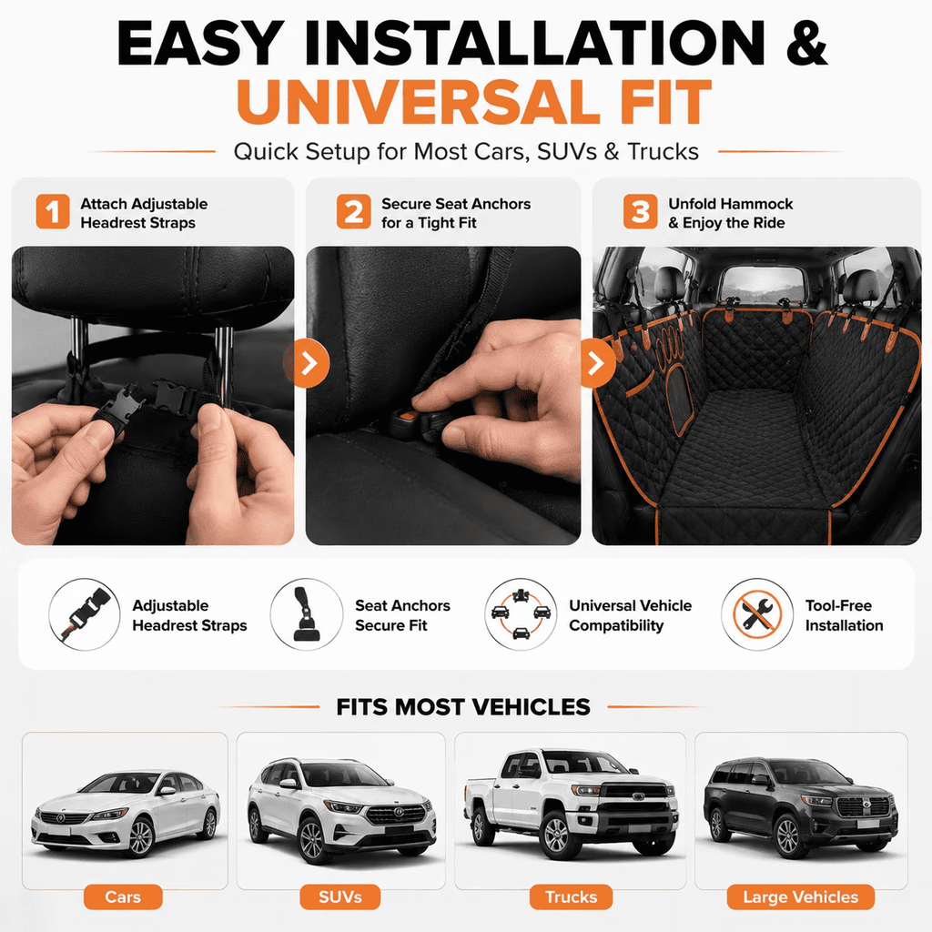 PHANCIR Waterproof Dog Car Seat Cover