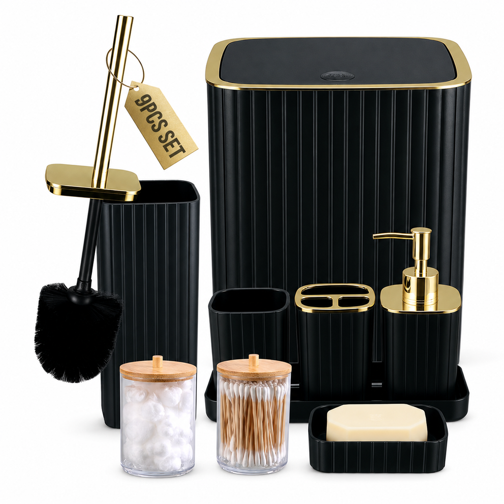 PHANCIR 9PCS Bathroom Set, Bathroom Accessories Set with Toilet Brush