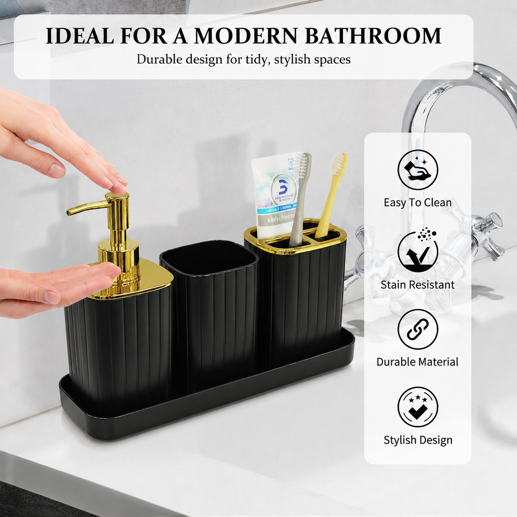 PHANCIR 9PCS Bathroom Set, Bathroom Accessories Set with Toilet Brush