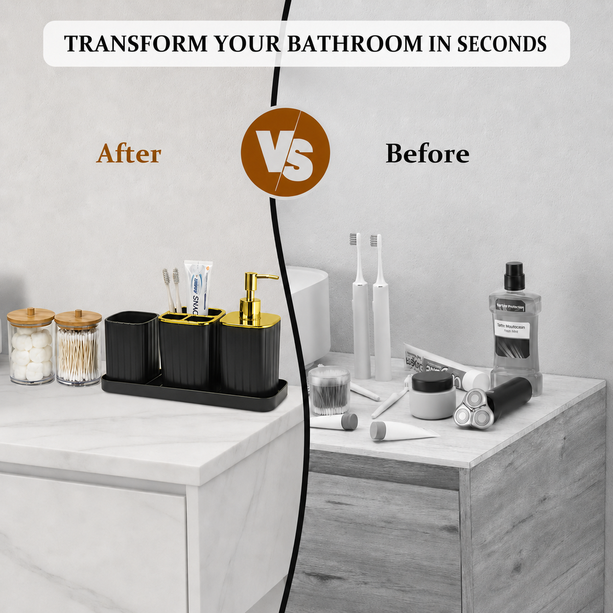 PHANCIR 9PCS Bathroom Set, Bathroom Accessories Set with Toilet Brush