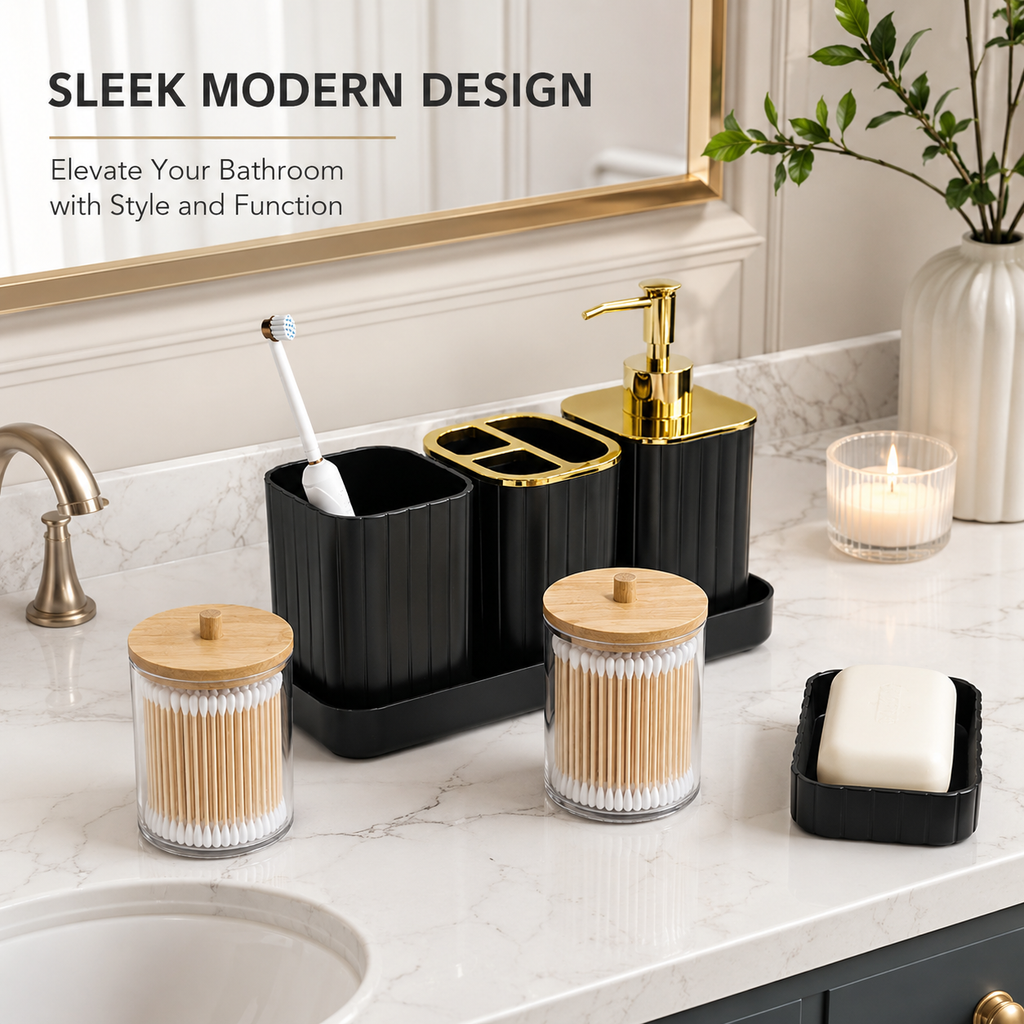 PHANCIR 9PCS Bathroom Set, Bathroom Accessories Set with Toilet Brush